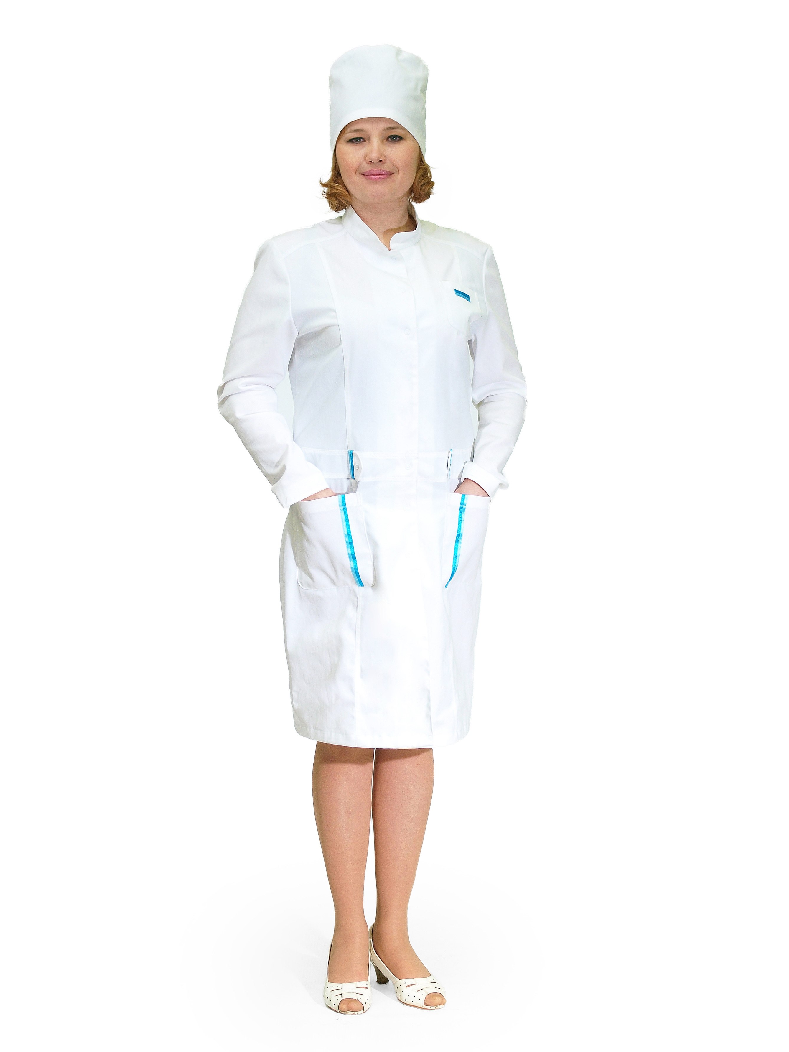 Халат и колпак. Костюм медицинский модель 41 - t Spez-gost. Одежда медсестры. Халат медицинский женский. Медицинский халат и шапочка.
