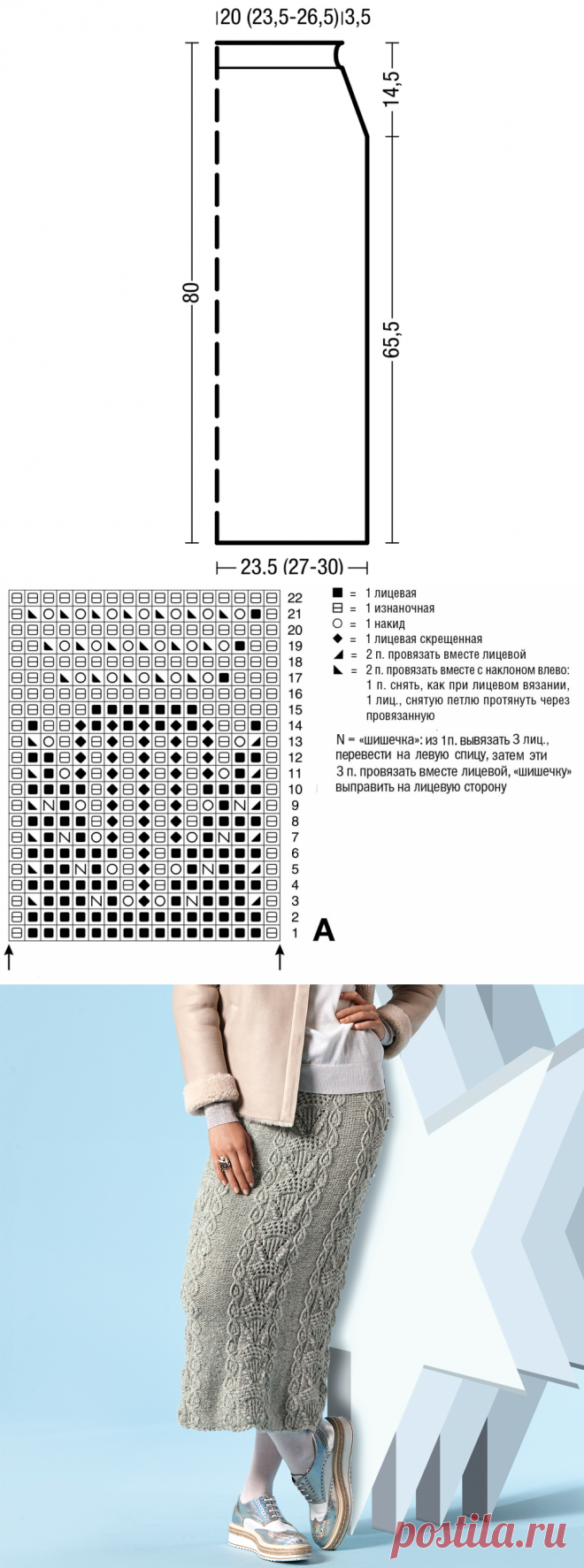Юбка Миссони спицами схема