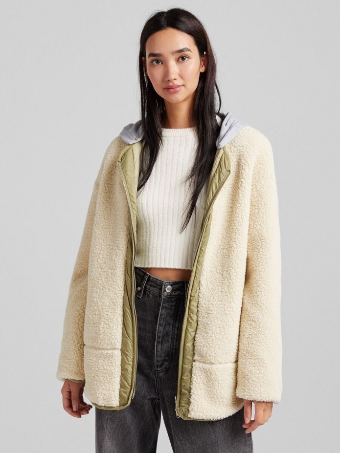 Bershka пальто серое