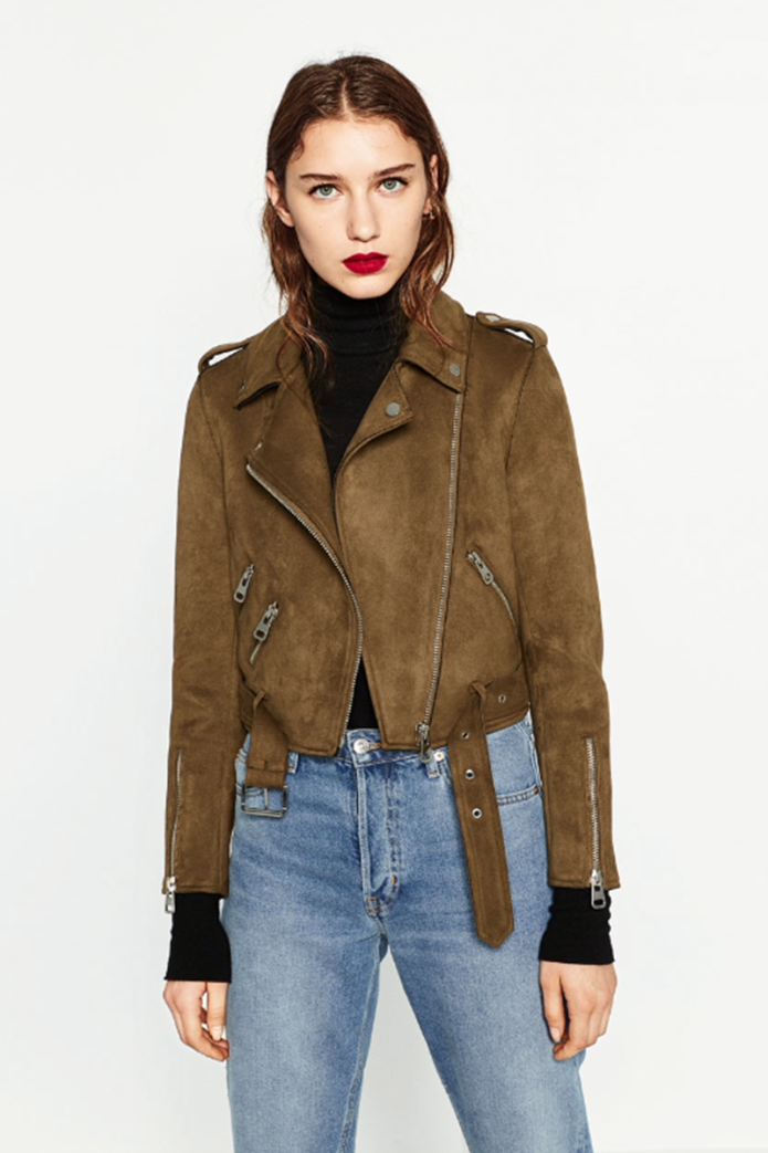 Байкерская куртка женская Zara замшевая