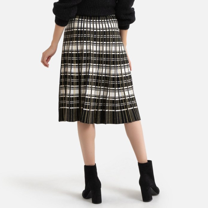 Юбка h and m в клетку 0821673 черная с белым ждинная