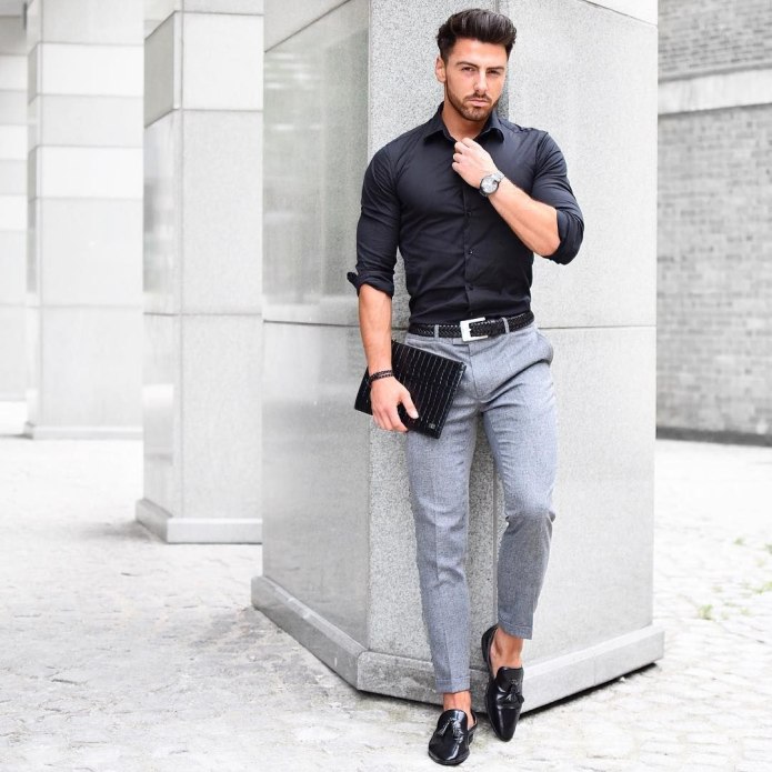 Skinny Fit брюки мужские серые