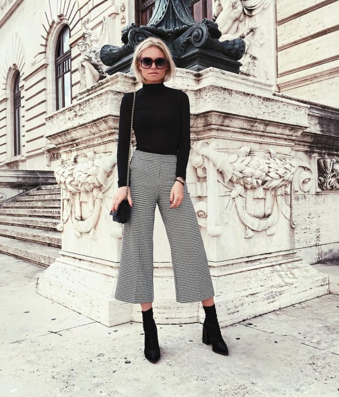 Клетчатые широкие брюки Zara
