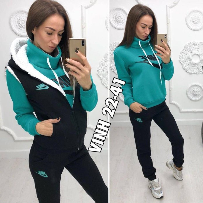 Спортивный костюм женские тройка найк утепленные