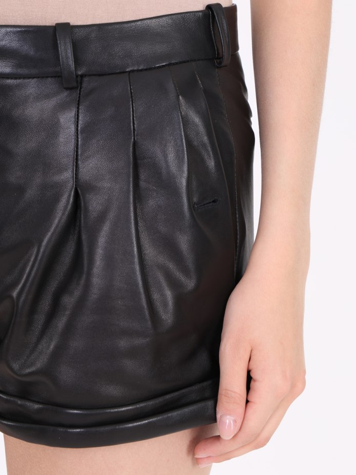 Юбка кожаная Zara черная мини 2019