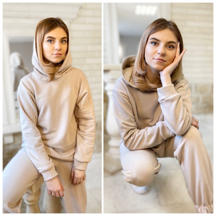 Спортивный костюм женский с мехом на капюшоне