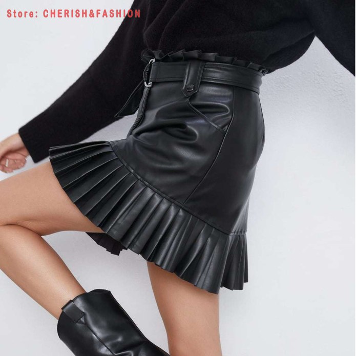 Кожаные юбки 2020 Zara