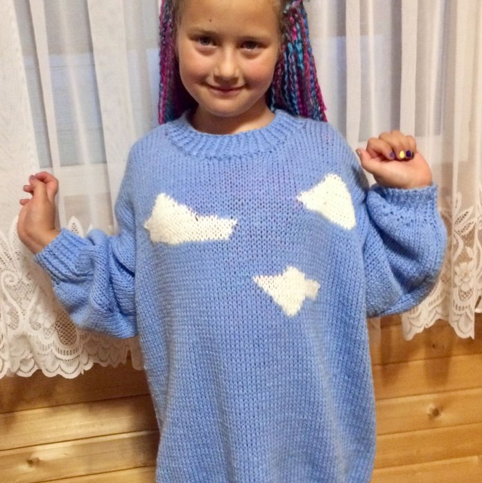 Свитер детский изнаночными оверсайз