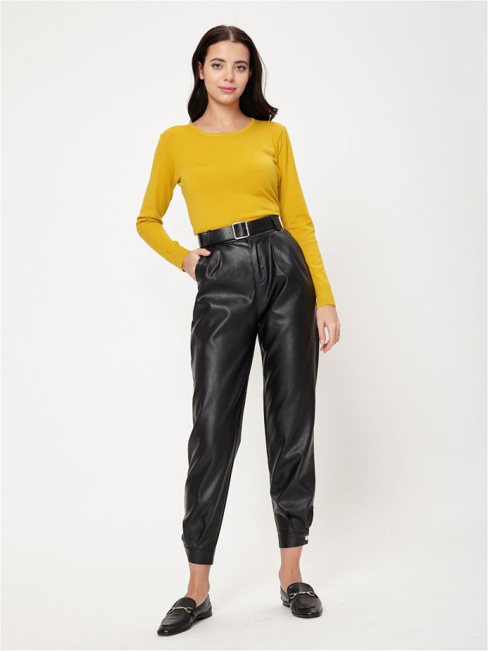 Кожаные брюки женские
