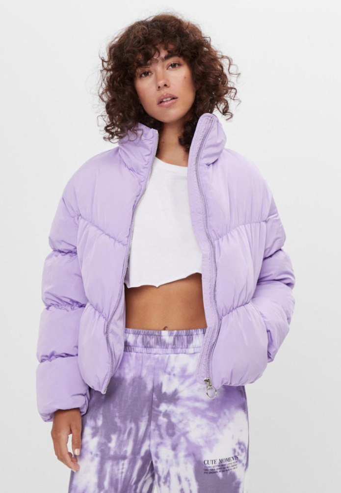 Bershka Puffer куртка чёрная