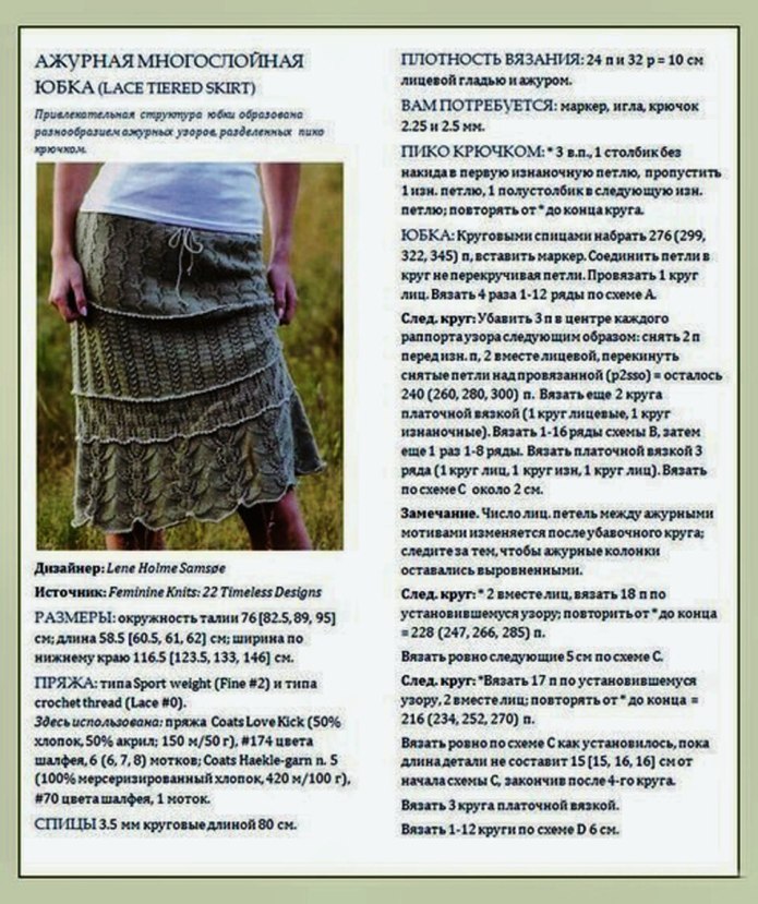 Схема вязания юбки спицами для женщин