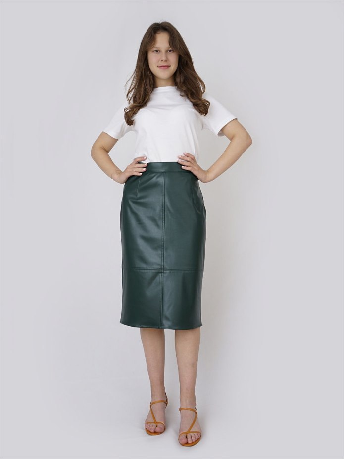 Кожаная юбка Zara миди 2020 белая
