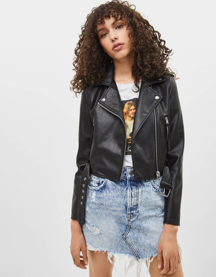 Кожаная рубашка Bershka мужская