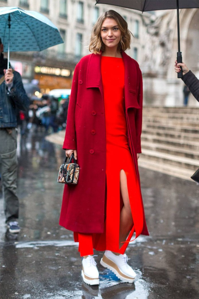 Street Style красное пальто