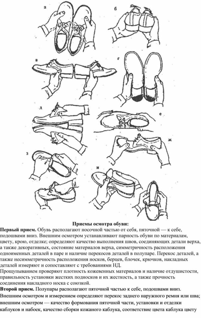 Осмотр обуви. Приемы осмотра модельной кожаной обуви. Контроль качества обуви. Дефекты кожаной обуви. Пороки кожаной обуви.