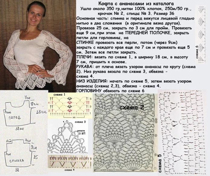 Вязание ажурных кофточек крючком со схемами и описанием