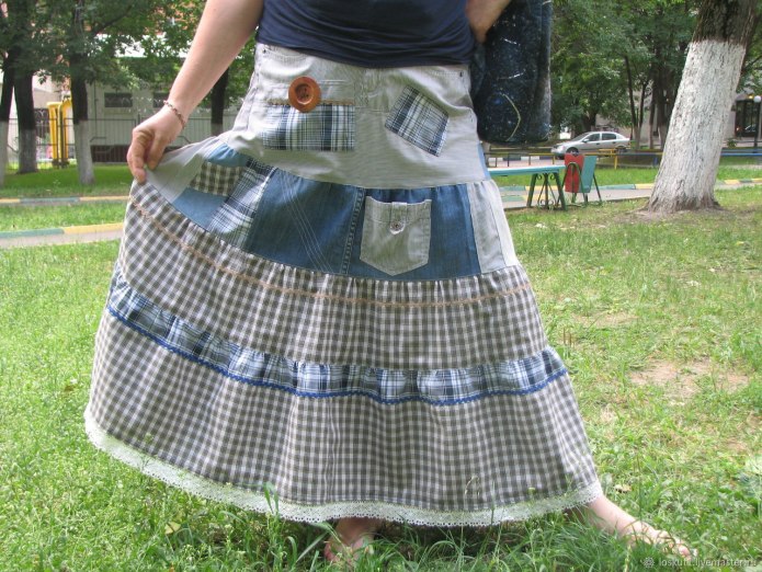 Юбка из старых джинс