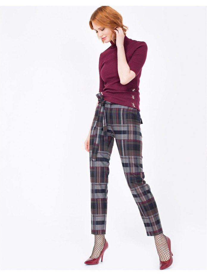 2018 Мужские хлопковые клетчатые брюки Slim Fit