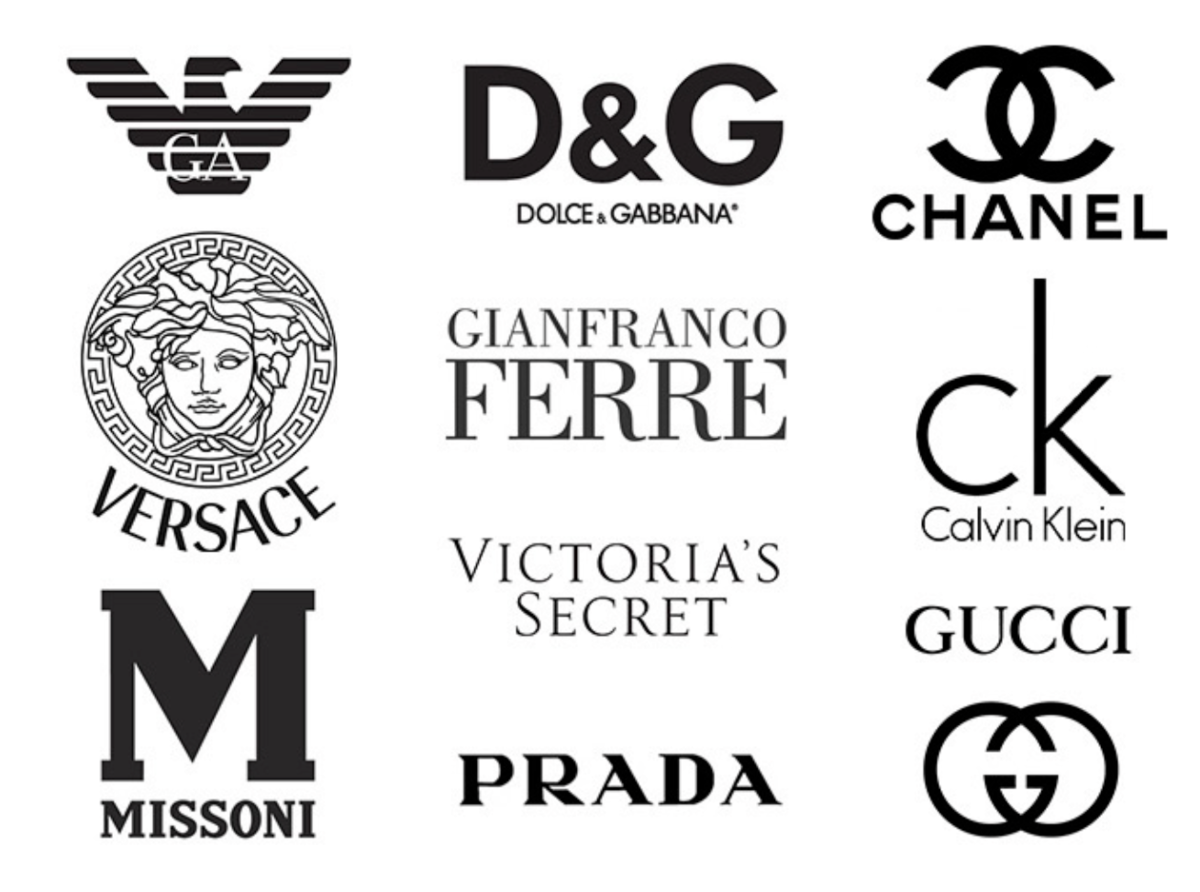 Названия 一. Бренды одежды. Логотипы брендов одежды. Модные бренды. Мировые бренды одежды.
