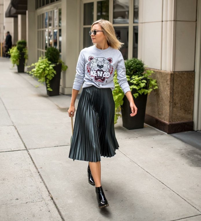Юбка плиссе серая Street Style