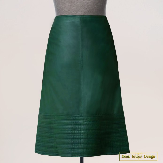 Paul Costelloe зеленая кожаная юбка 3616121