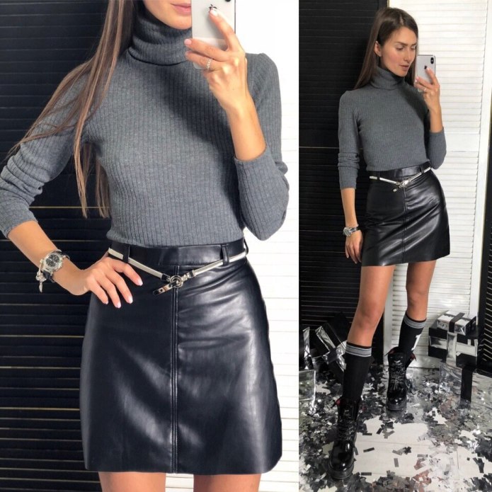 Мини юбка из экокожи