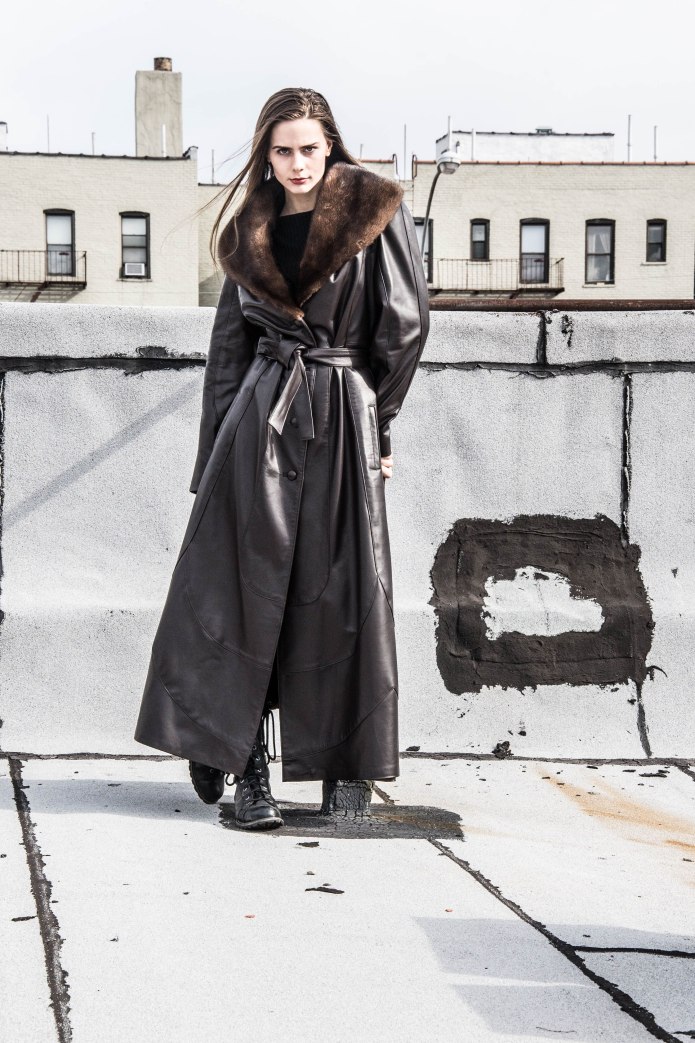 Selin Leather and fur кожаное пальто