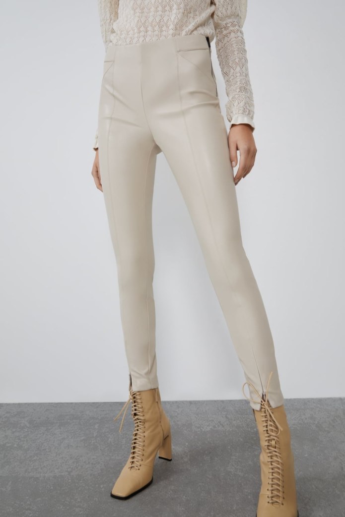 Zara легинсы экокожа