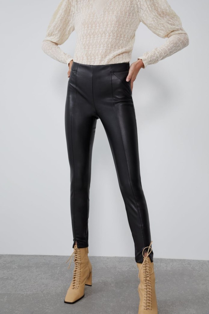 Зара кожаные штаны Zara