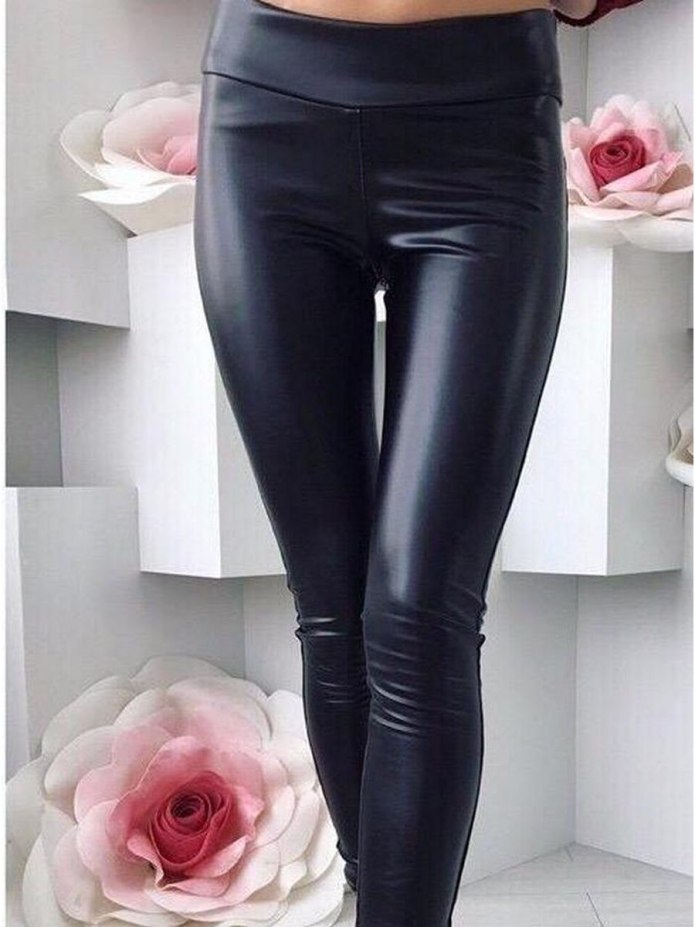 Zara брюки скинни черные вощеные