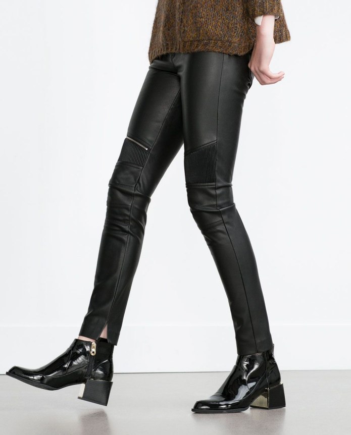 Кожаные брюки легинсы Zara