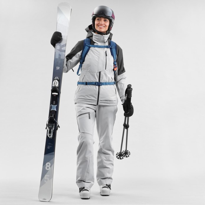 Куртка лыжная для фрирайда женская серая JKT Ski fr100 Wedze