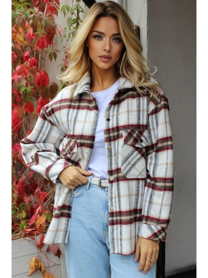 Рубашка в клетку оверсайз теплая