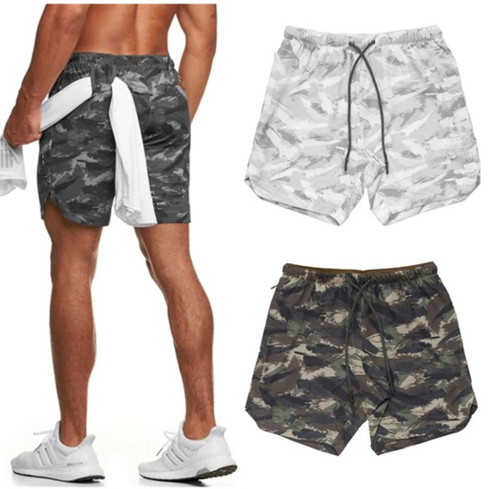 Man with Polyester shorts