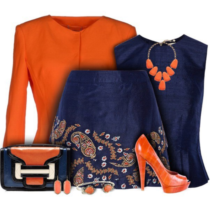 Сочетание серого и оранжевого в одежде