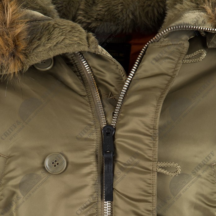 Куртка Аляска Slim Fit n-3b Parka (Vintage Olive/Orange )