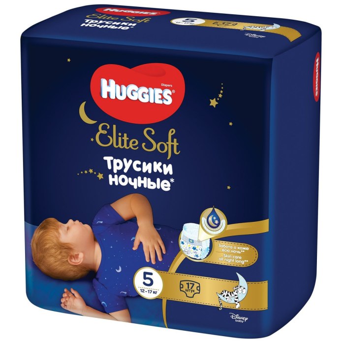 Подгузники-трусики Huggies Elite Soft ночные 5 12-17 кг, 17 шт