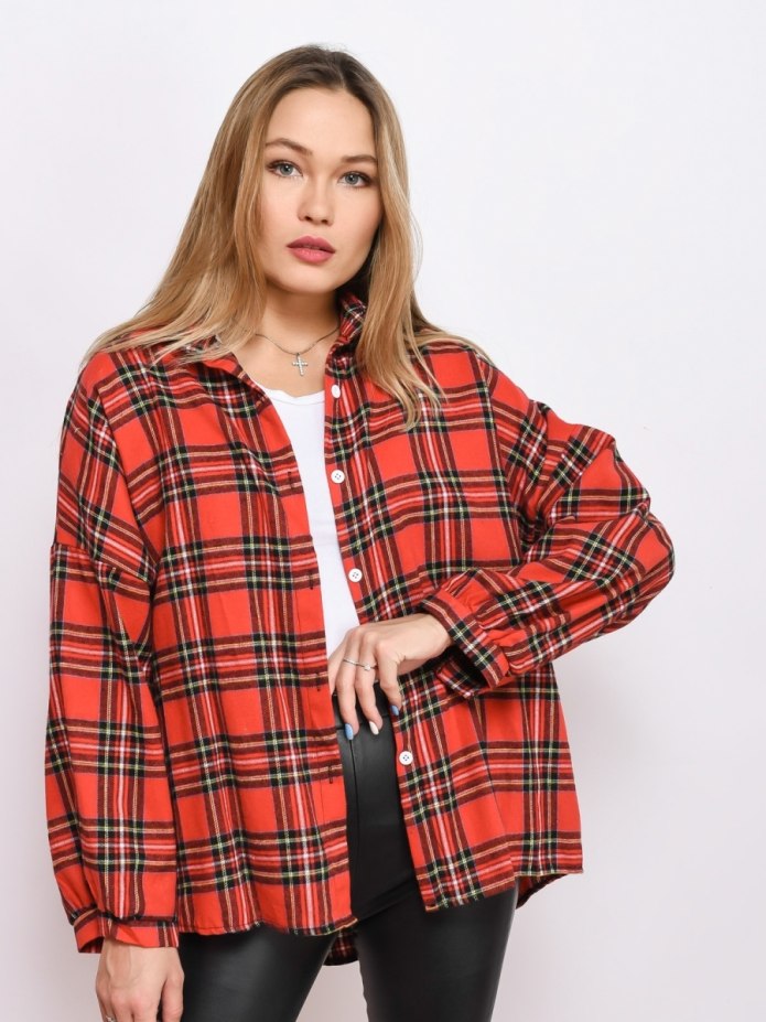 Клетчатая рубашка женская оверсайз