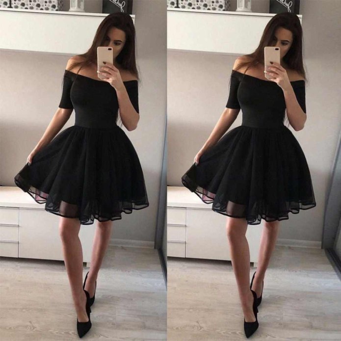 Платье чёрное короткое пышное