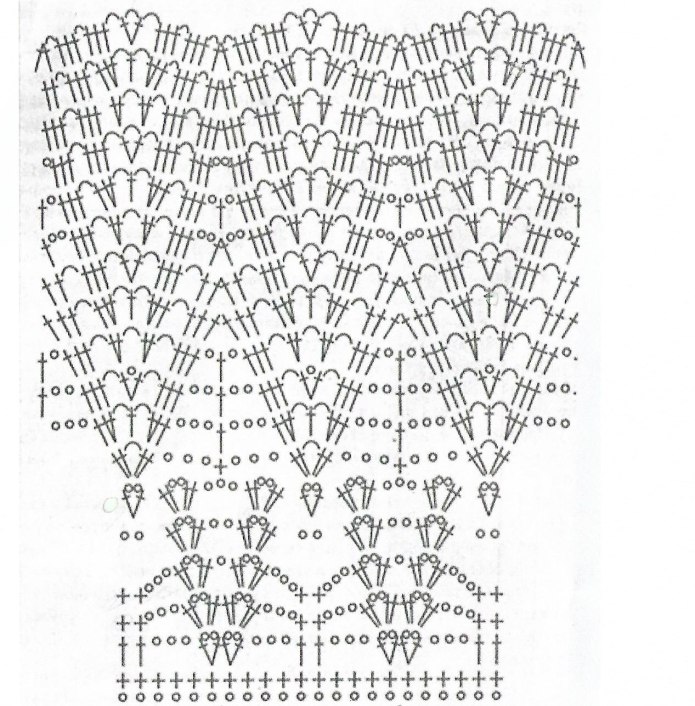 Узор для юбки крючком схема на расширение