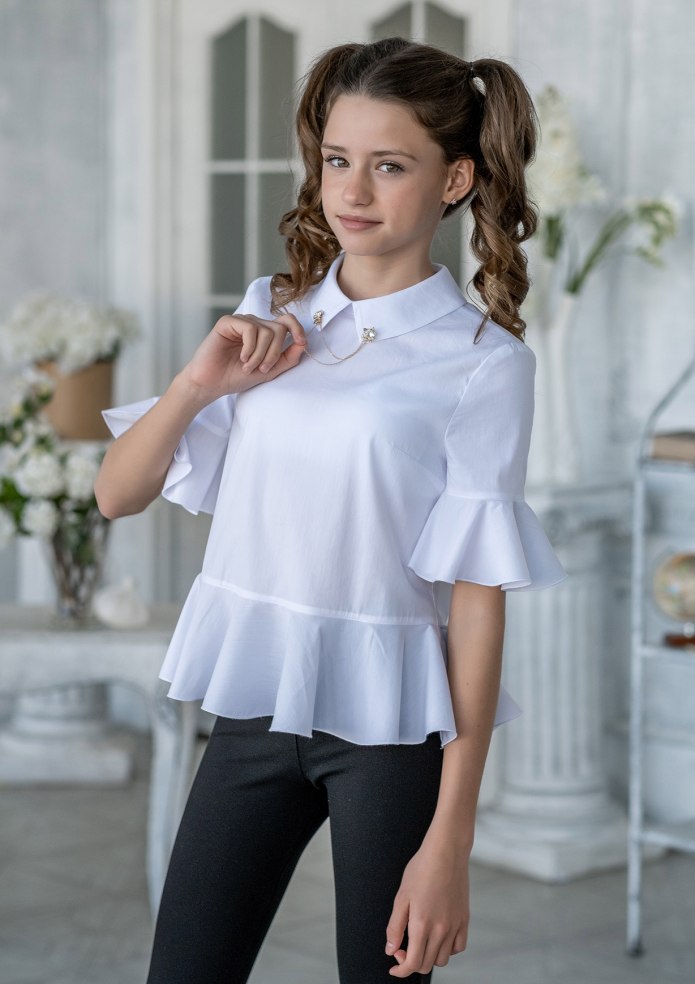 Широкая голубая Школьная кофта