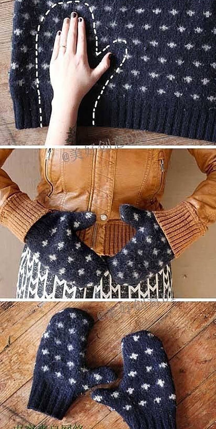 Рукавицы из старого свитера