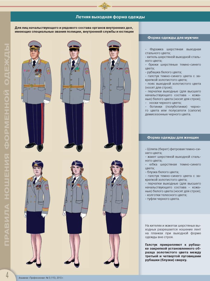 Порядок ношения форменного обмундирования МВД