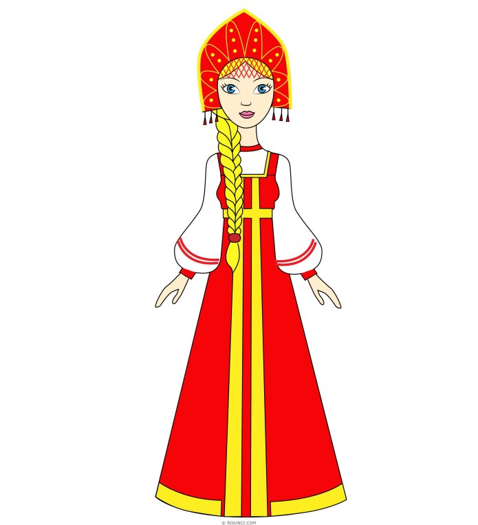 Русский народный костюм раскраска