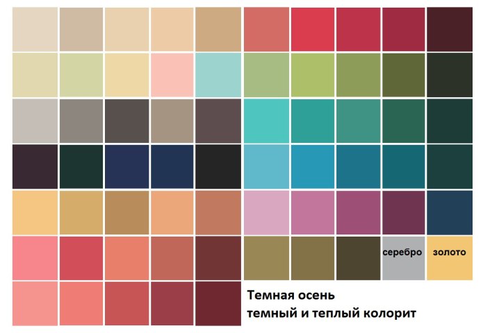 Глубокая осень цветотип палитра