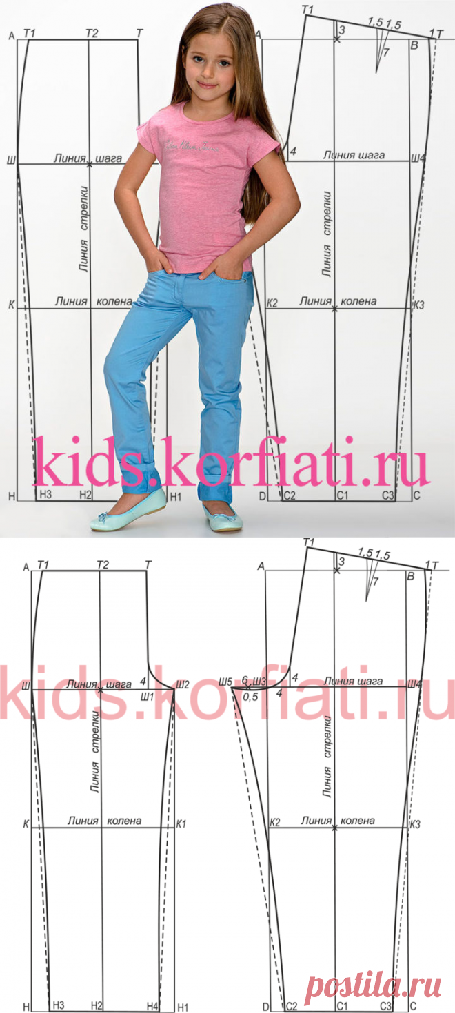 Выкроить брюки для девочки