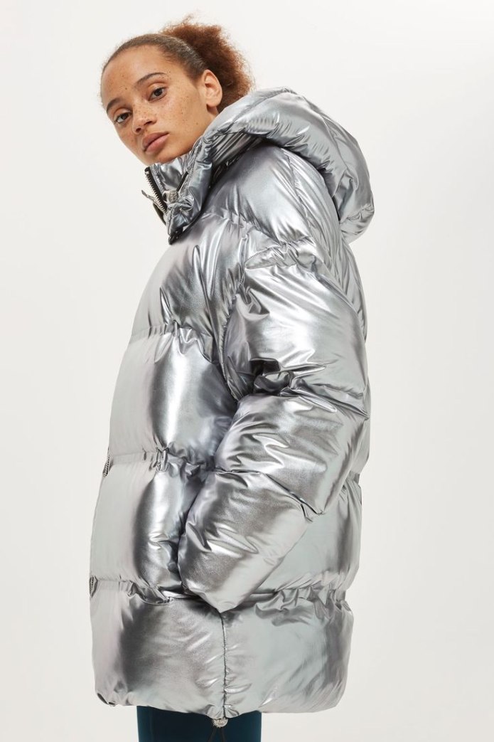 Пуховик серебристый коллаборация Ivy Park Topshop