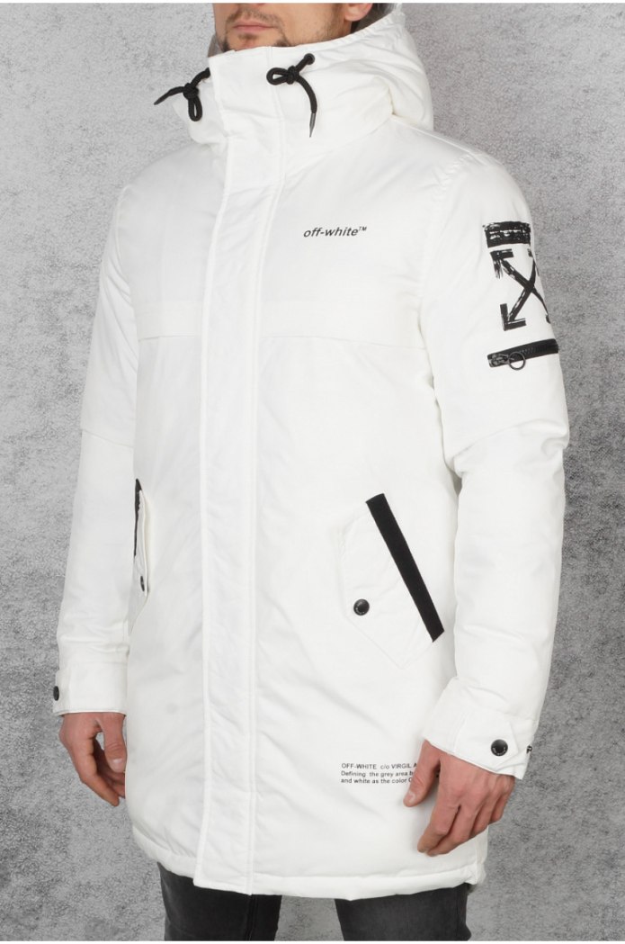 Белая парка off-White c/o Virgil Abloh "temperature"
