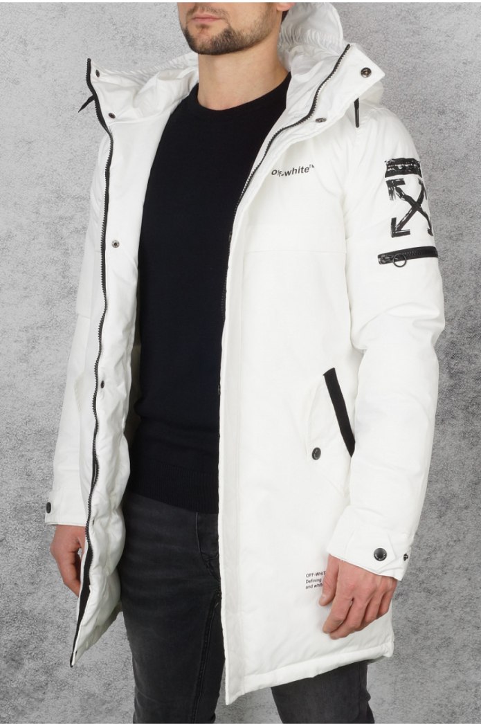 Белая парка off-White c/o Virgil Abloh "temperature"