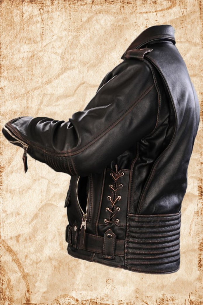 Brown Slim Fit Biker Genuine Leather
